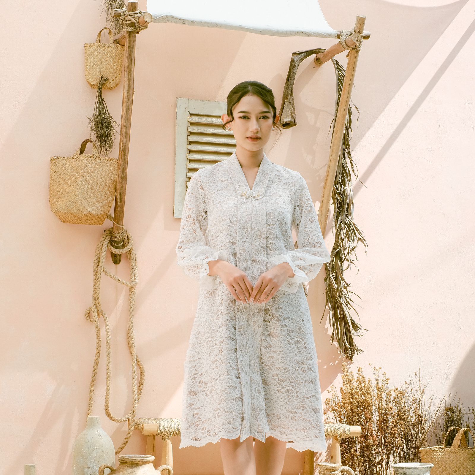 knee length dresses for ladies Dia Dress  Uluwatu Handmade Balinese Lace